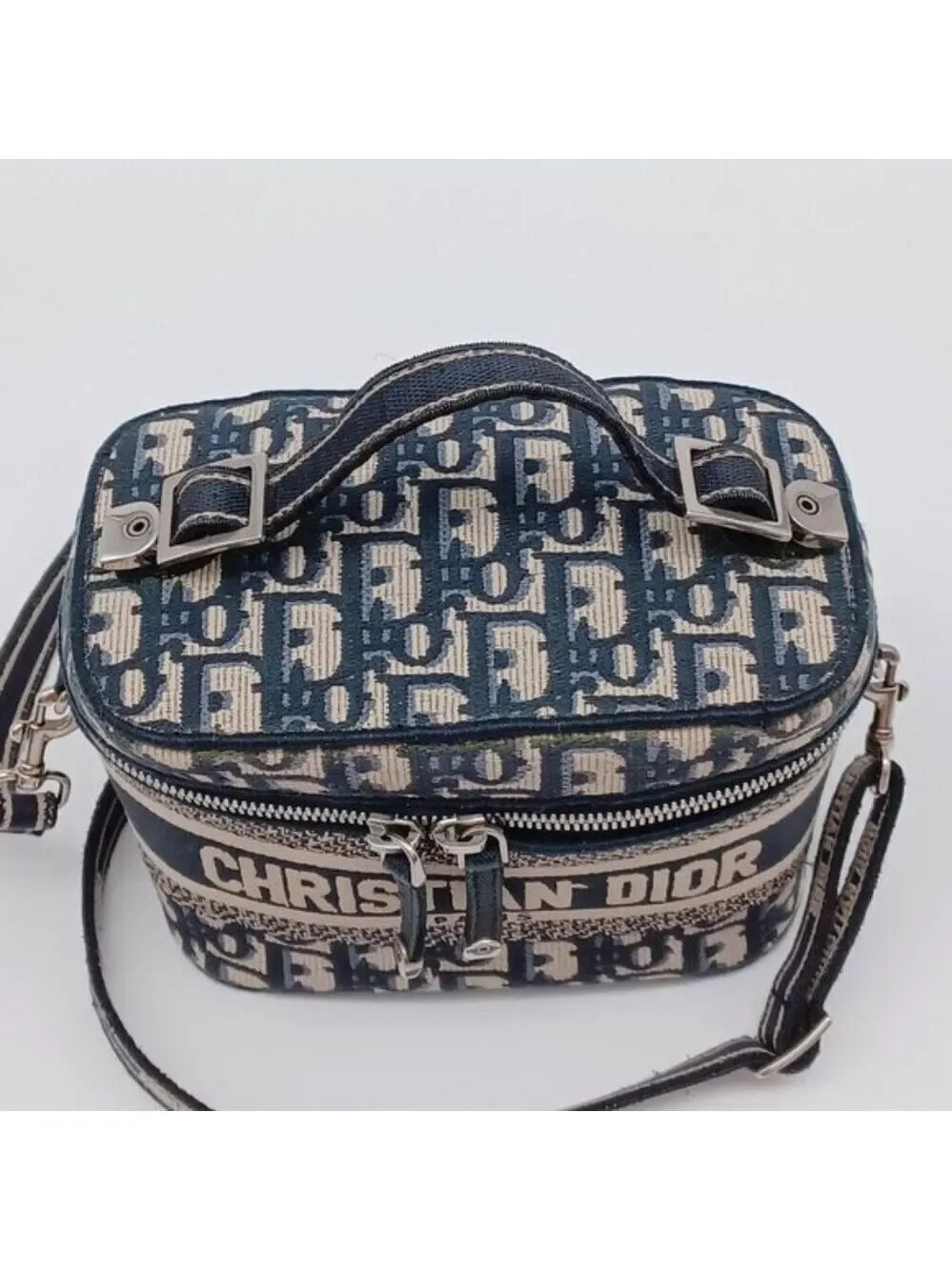 Authentic Dior Oblique Vanity Case Bag Canvas Christian Dior Paris Crossbody